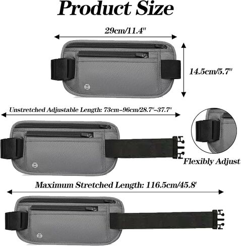 Gray Hidden Money Belt for Travel for Men, Waist Wallet Anti Theft, RFID Passport Holder For Travel Men Or Women, Money Pouch, RFID Passport Holder in Saudi Arabia