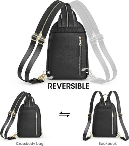 Kattee Sling Bag for Women, Leather Crossbody Purses for Women, Sling Backpack Travel Bag with RFID Blocking, Khaki in Saudi Arabia