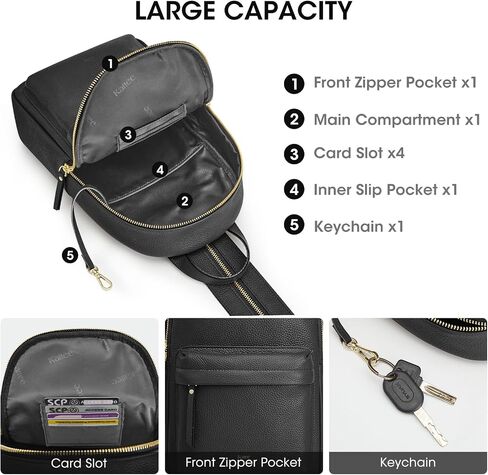 Kattee Sling Bag for Women, Leather Crossbody Purses for Women, Sling Backpack Travel Bag with RFID Blocking, Khaki in Saudi Arabia