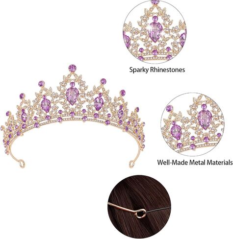 CAVETEE Crown for Women, Tiaras and Crowns for Women Pink Princess Crown Queen Crown Crystal Headbands Hair Accessories for Bridal Birthday Prom Party in Kuwait