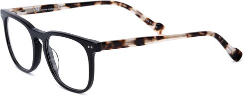Eason Eyewear VF0167 Alina Acetate Optical Frames with Spring Hinges Unisex Lightweight Rectangular Frame, Classic Black in Saudi Arabia