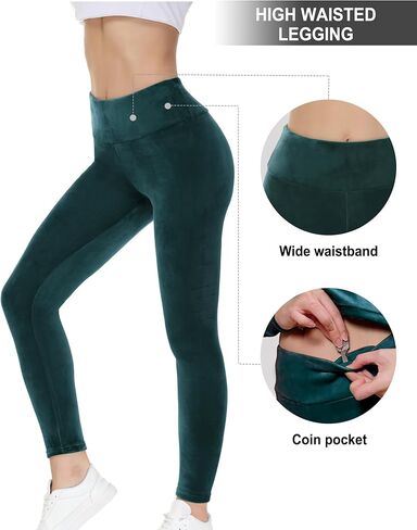 COZZIPLUS Women Velour Legging- High Waisted Buttery Soft Velvet Stretchy Legging in Kuwait