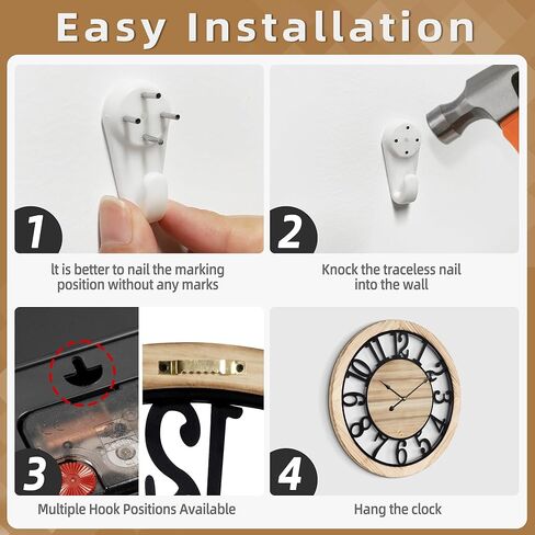 LEIKE 20 Inch Large Wall Clock - Rustic Wooden Silent Non-Ticking Wall Clock with Black Metal Frame, Vintage Farmhouse Decorative for Living Room, Bedroom, Kitchen - Arabic Numerals, Modern Design in Kuwait