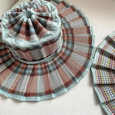 Women's Lorna Murray Hat Straw Reversible Pleated Sun Hat, Wide Brim Foldable Casual Outdoor Beach Hat Summer Sun Hat in Kuwait