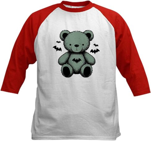 تي شيرت بيسبول للأطفال باللون الأخضر من CafePress Batty Bear، قميص بيسبول قطني للأطفال، 3/4 بأكمام راجلان in Saudi Arabia