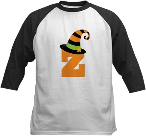 CafePress Halloween Letter Z Witch Monogram Kids Baseball Je Kids Cotton Baseball Jersey, 3/4 Raglan Sleeve Shirt in Saudi Arabia