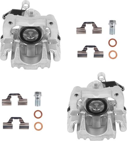 Autoround 19B2575 19B2574 فرجار الفرامل مع دعامة مناسبة لسيارة VW Jetta 2000-2005/2008، Jetta City 2007-2009 & Audi TT Quattro 2000-2006، السائق الخلفي وجانب الركاب، مجموعة من قطعتين in Saudi Arabia