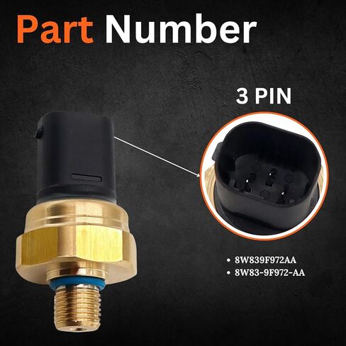 Fuel Rail Pressure Sensor Compatible with 2012-2016 Ford Edge 2.0L Replace 8W839F972AA 8W83-9F972-AA BM5Z-9F972-A in Saudi Arabia
