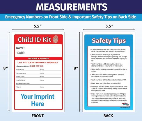 ZOCO – Child ID Kits (5-Pack) – Identification Cards for Kids with Fingerprint Ink Strip – Emergency Safety Kit for Parents Schools Daycare Travel – Missing Child Preparedness – Made in USA in Kuwait