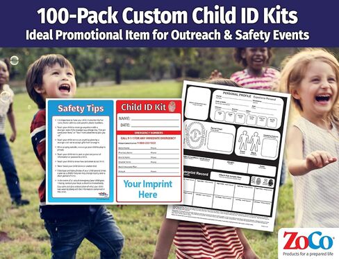 ZOCO – Child ID Kits (5-Pack) – Identification Cards for Kids with Fingerprint Ink Strip – Emergency Safety Kit for Parents Schools Daycare Travel – Missing Child Preparedness – Made in USA in Kuwait