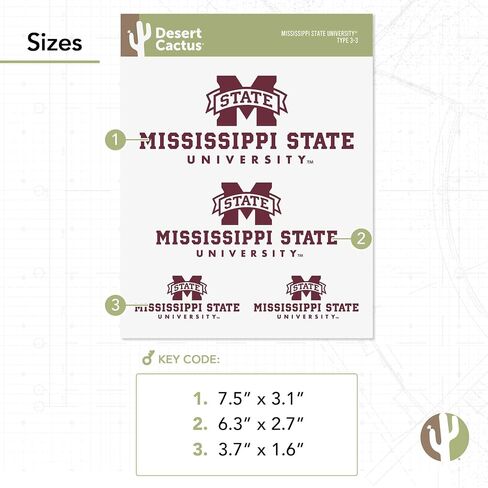 Desert Cactus Mississippi State University, Bulldogs MSU Stickers Vinyl Decals Laptop Water Bottle Car Scrapbook T3 (Type 3-1) in Saudi Arabia