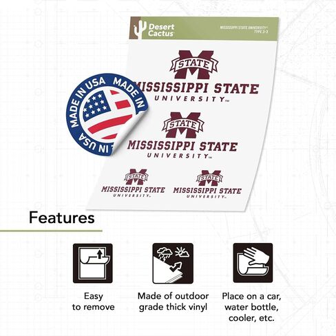 Desert Cactus Mississippi State University, Bulldogs MSU Stickers Vinyl Decals Laptop Water Bottle Car Scrapbook T3 (Type 3-1) in Saudi Arabia