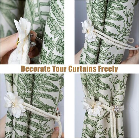 Yancorp 2pcs Boho Curtain Tiebacks - Handmade Pearl & Rope Holdbacks with Buckle Pins, Simple Elegant Curtain Bedroom Decor (Beige Grey-MXH) in Kuwait