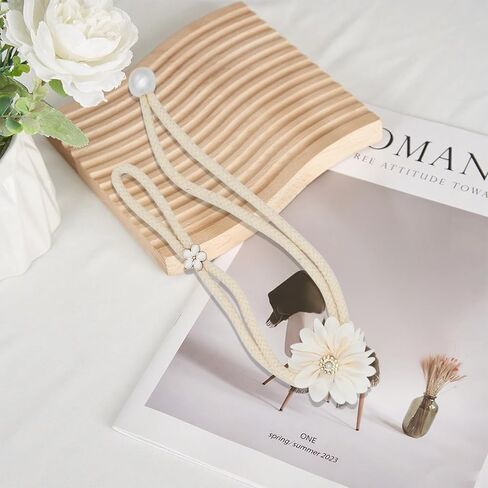 Yancorp 2pcs Boho Curtain Tiebacks - Handmade Pearl & Rope Holdbacks with Buckle Pins, Simple Elegant Curtain Bedroom Decor (Beige Grey-MXH) in Kuwait