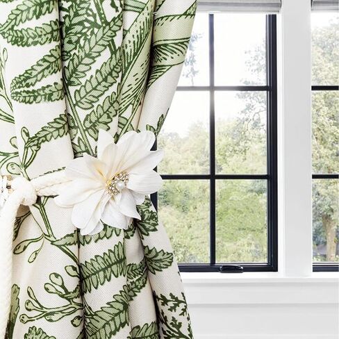 Yancorp 2pcs Boho Curtain Tiebacks - Handmade Pearl & Rope Holdbacks with Buckle Pins, Simple Elegant Curtain Bedroom Decor (Beige Grey-MXH) in Kuwait