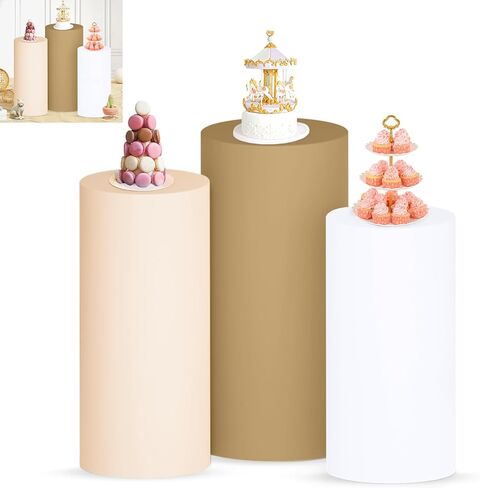 Cylinder Covers Set of 3 Lavender Spandex Cylinder Pedestal Covers Cylinder Stand Covers for Party Pedestal Plinth Covers Cylinder Pedestal Stand Covers for Birthday Baby Shower Decorations in Kuwait