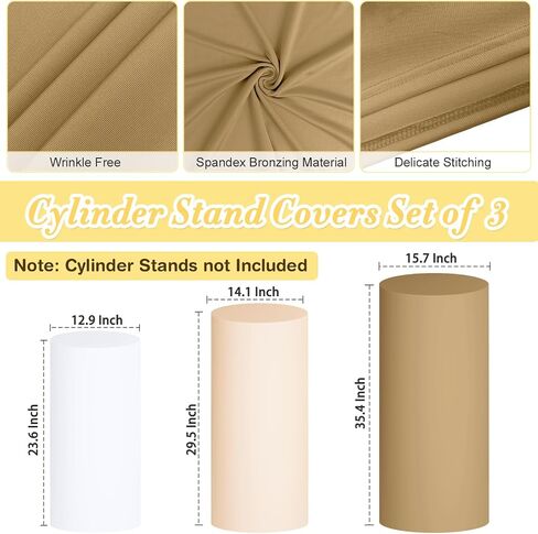 Cylinder Covers Set of 3 Lavender Spandex Cylinder Pedestal Covers Cylinder Stand Covers for Party Pedestal Plinth Covers Cylinder Pedestal Stand Covers for Birthday Baby Shower Decorations in Kuwait