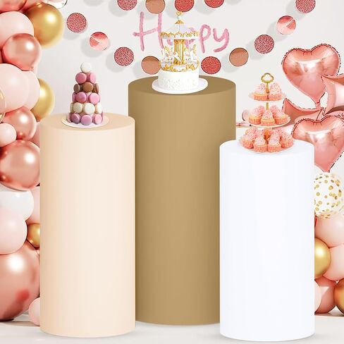 Cylinder Covers Set of 3 Lavender Spandex Cylinder Pedestal Covers Cylinder Stand Covers for Party Pedestal Plinth Covers Cylinder Pedestal Stand Covers for Birthday Baby Shower Decorations in Kuwait