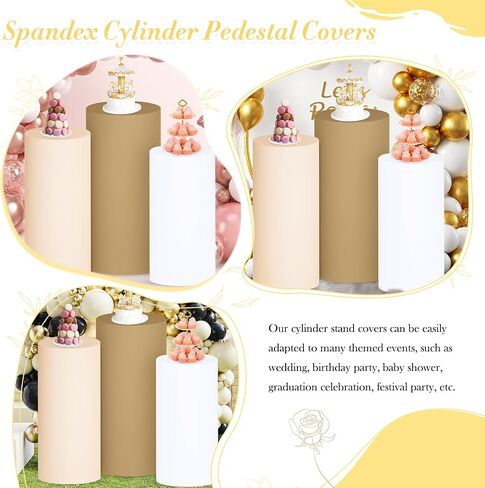 Cylinder Covers Set of 3 Lavender Spandex Cylinder Pedestal Covers Cylinder Stand Covers for Party Pedestal Plinth Covers Cylinder Pedestal Stand Covers for Birthday Baby Shower Decorations in Kuwait