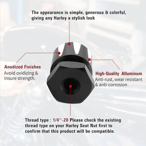 Zhisheng 2Pcs Motorcycle Solo Mounting Nuts Bolts Black&White for Harley CVO ultra Classic Electra Glide FLHTCUSE/2/3/4/5/6/7/8 2006-2013, FLHTCUSE5 2010, Limited FLHTKSE 2021-2022 in Saudi Arabia