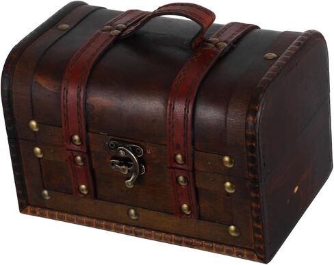 Cabilock Vintage Pirate Chest for Keepsakes Decorative Treasure Storage Box Lock for Classroom and Home Organization Dark Brown Finish in Saudi Arabia