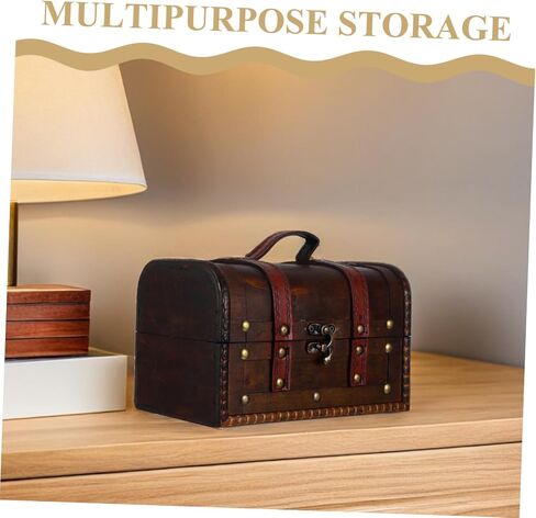 Cabilock Vintage Pirate Chest for Keepsakes Decorative Treasure Storage Box Lock for Classroom and Home Organization Dark Brown Finish in Saudi Arabia