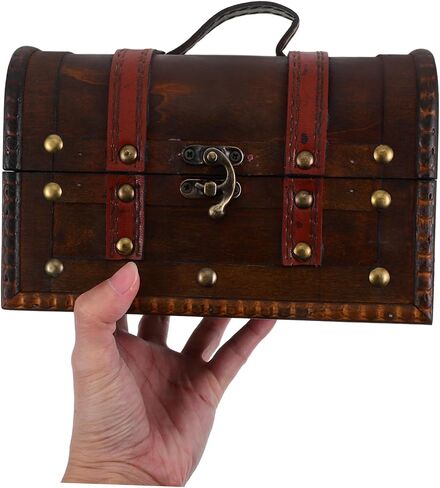 Cabilock Vintage Pirate Chest for Keepsakes Decorative Treasure Storage Box Lock for Classroom and Home Organization Dark Brown Finish in Saudi Arabia