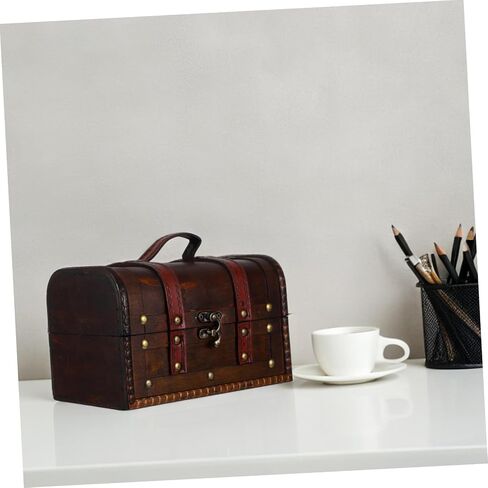 Cabilock Vintage Pirate Chest for Keepsakes Decorative Treasure Storage Box Lock for Classroom and Home Organization Dark Brown Finish in Saudi Arabia