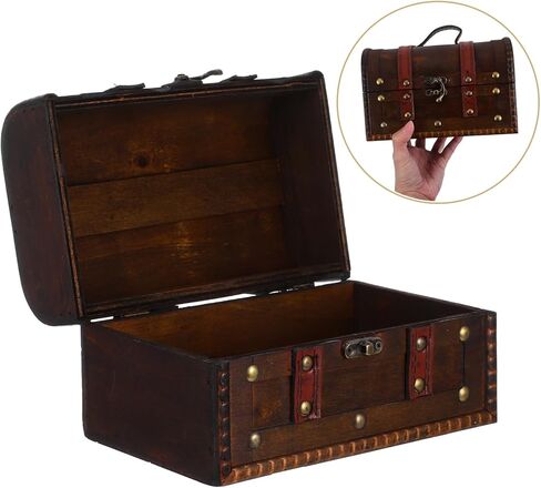 Cabilock Vintage Pirate Chest for Keepsakes Decorative Treasure Storage Box Lock for Classroom and Home Organization Dark Brown Finish in Saudi Arabia