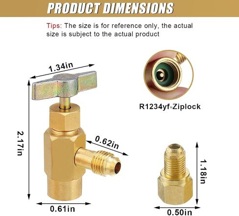 R1234YF Self-Sealing Can Tap Depressor, 1/4" SAE 1/2" LH Thread Valve Bottle Opener with 1/4" SAE Female to 1/2" Male Adapter, Car A/C R1234YF Refrigerant Recharge Kit for R134a R12 R22 Hoses in Saudi Arabia