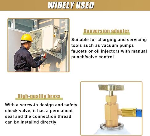 R1234YF Self-Sealing Can Tap Depressor, 1/4" SAE 1/2" LH Thread Valve Bottle Opener with 1/4" SAE Female to 1/2" Male Adapter, Car A/C R1234YF Refrigerant Recharge Kit for R134a R12 R22 Hoses in Saudi Arabia