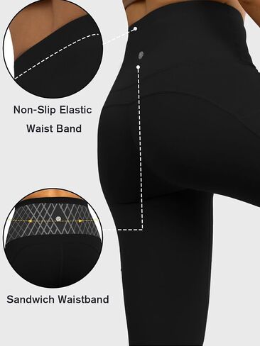 SIS QUEEN Leggings for Women 25" High Waisted Workout Yoga Pants with Pockets Tummy Control Soft Compression in Saudi Arabia