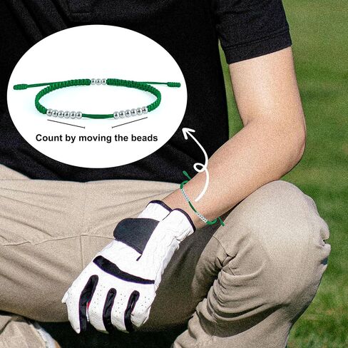 15 Beads Sterling Silver Golf Scorekeeper Bracelet for Men & Women—12 Scoring Beads Graceful Handmade Braided Adjustable Swing Counter—Premium Golf Enthusiasts Gift Accessory Durable and Stylish in Kuwait