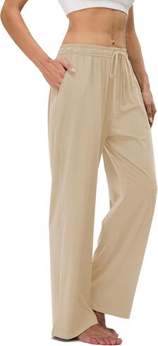 Women's Cotton Pajamas Pants Wide Leg Casual Modal Loose Fit Sleep Soft Comfort Flowy Lounge Pj Bottom with Pockets in Saudi Arabia