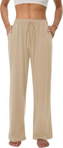 Women's Cotton Pajamas Pants Wide Leg Casual Modal Loose Fit Sleep Soft Comfort Flowy Lounge Pj Bottom with Pockets in Saudi Arabia