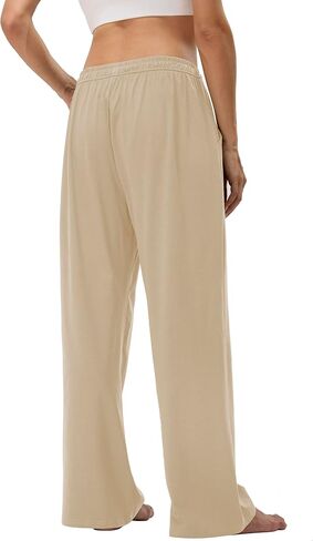 Women's Cotton Pajamas Pants Wide Leg Casual Modal Loose Fit Sleep Soft Comfort Flowy Lounge Pj Bottom with Pockets in Saudi Arabia