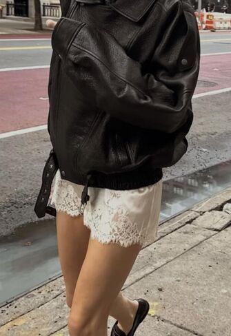 Women Satin Shorts Lace Trim Patchwork Y2K Elastic Waist Micro Coquette Silky Lounge Slip Bottoms in Saudi Arabia