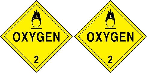Accuform Signs MPL204VS1 Adhesive Vinyl Hazard Class 2 DOT Placard, Legend "Oxygen 2" with Graphic, 10-3/4" Width x 10-3/4" Length, Black on Yellow in Saudi Arabia