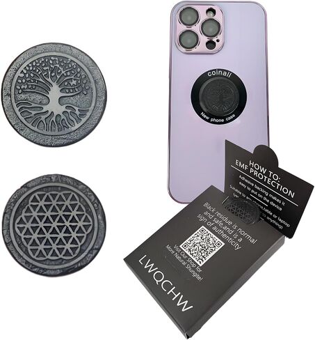 Gadget Protection Shungite Stickers for Cell Phone 2 pcs | Round Sticker Plates for Bad Vibes Blocking | Polished Shungite Stone Plates (Metatron & Cross Flower) in Kuwait