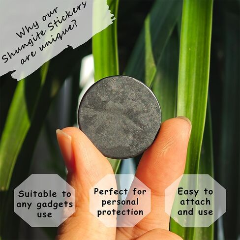 Gadget Protection Shungite Stickers for Cell Phone 2 pcs | Round Sticker Plates for Bad Vibes Blocking | Polished Shungite Stone Plates (Metatron & Cross Flower) in Kuwait