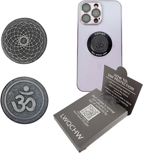 Gadget Protection Shungite Stickers for Cell Phone 2 pcs | Round Sticker Plates for Bad Vibes Blocking | Polished Shungite Stone Plates (Metatron & Cross Flower) in Kuwait