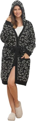 Soft Plush Hooded Robe, Cozy Warm Loungewear Bathrobe with Pockets for Women in Saudi Arabia