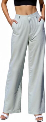 Beninos Women's Cotton Linen Summer Palazzo Pants Flowy Wide Leg Beach Trousers with Pockets in Saudi Arabia