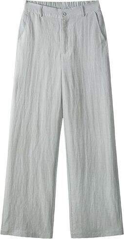 Beninos Women's Cotton Linen Summer Palazzo Pants Flowy Wide Leg Beach Trousers with Pockets in Saudi Arabia