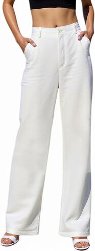 Beninos Women's Cotton Linen Summer Palazzo Pants Flowy Wide Leg Beach Trousers with Pockets in Saudi Arabia