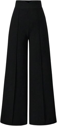 GORGLITTER Women's Elastic Wide Leg Palazzo Pants High Waisted Stretchy Front Seam Business Casual Pants in Kuwait