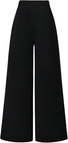 GORGLITTER Women's Elastic Wide Leg Palazzo Pants High Waisted Stretchy Front Seam Business Casual Pants in Kuwait