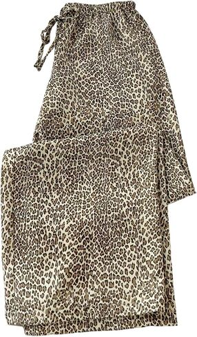 GORGLITTER Women's Leopard Wide Leg Pants Cheetah Print Drawstring High Waisted Lounge Trousers in Saudi Arabia
