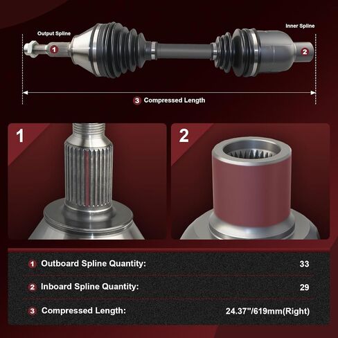 Anytek CV Axle Shaft Front Left or Front Right Driver Passenger Compatible with Ram 1500 2012 2013 2014 2015 2016-2020 1500 Classic 2019 2020 4WD Replace# 68028398AC CH8256 CV Axle Shaft Assembly in Kuwait