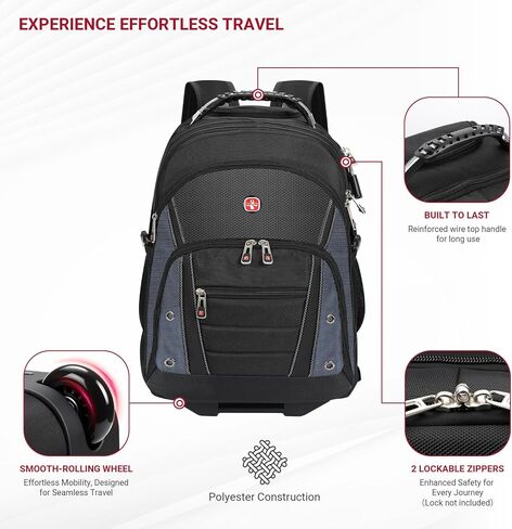 حقيبة ظهر متدحرجة بعجلات من ستار كلاود، حقيبة حمل مقاومة للماء (حقيبة ظهر متدحرجة مع قفل TSA) in Kuwait